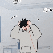 a cartoon of a person with a speech bubble saying aah that shithead