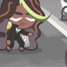 a cartoon character in a suit and tie is standing on a street .