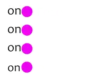 three pink circles with the words on on and off