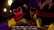 a cartoon character says sometimes you just gotta talk it out
