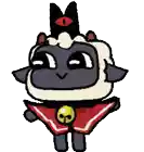 a cartoon drawing of a sheep with a crown on its head and a bell around its neck .