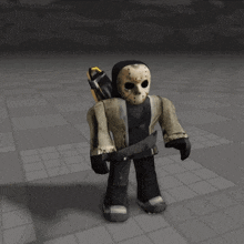 a jason voorhees animated character holding a chainsaw