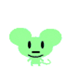 a green mouse with a smile on its face and a tail is on a white background .