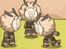 three cartoon characters with horns on their heads