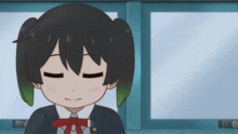 a cartoon of a girl with her eyes closed smiling