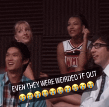 Santana Artie Mike And Brittany Weirded Out GIF - Santana Artie Mike And Brittany Weirded Out Glee GIFs