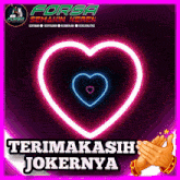a forsa semakin keren advertisement with a neon heart