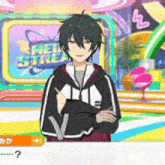 a boy in a hoodie is standing in front of a sign that says ' the state '