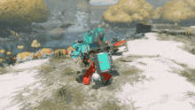 a cartoon character is holding a drum in a video game