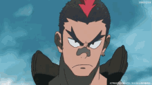 a cartoon of a man with a red arrow pointing to his head
