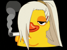 a cartoon duck smoking a cigarette with smoke coming out of its mouth
