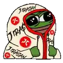 a cartoon frog wearing a red hoodie and sunglasses .