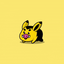 a cartoon drawing of a pig with a lightning bolt on it 's tail