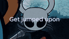 a cartoon of a knight with the words get jumped upon