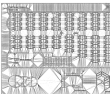 a black and white drawing of a grid with the letters i j k l m n