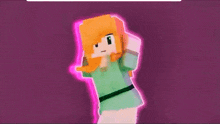 a cartoon character is standing in front of a pink lightning bolt and a purple background .