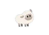 a cartoon illustration of a sheep standing on a white surface