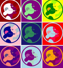 a collage of images of a person smoking a cigarette in a circle
