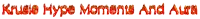 a white background with the words kumble hype moments and aura written in red