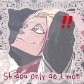 a picture of a girl with pink hair and the words shirdou only de limon on the bottom