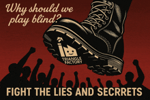 a poster that says " why should we play blind " and " fight the lies and secrets "