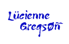 the name lucienne gregson is on a white background