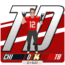 a cartoon of a football player with the number 12 on his jersey