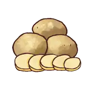 a bunch of potatoes and some slices of potatoes