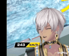 a video game character has a speed of 243 km / h .