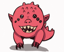 a drawing of a red monster with a big smile