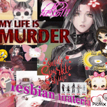 a collage of pictures with the words " my life is murder "