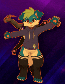 a drawing of a furry character wearing a hoodie and socks