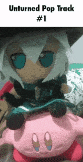 a stuffed animal sitting on top of another stuffed animal with the words unturned pop track # 1