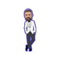 a cartoon drawing of a man in a tuxedo