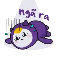a purple cartoon character is laying down with the words nga ra written above it