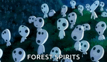 a bunch of ghosts with the words forest spirits written below them