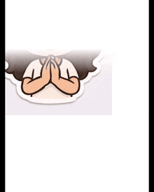 a sticker of a girl saying thank you with her hands together