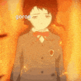 a cartoon character with the word goron on the bottom right