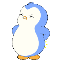 a cartoon penguin has a lightning bolt coming out of its back