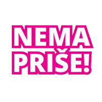 a pink sign that says nema prise in white letters