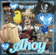 an animated picture of a pirate with the name ahoy