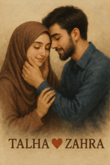a painting of a man and a woman with the name talha zahra