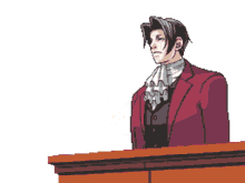 a pixel art of a judge giving a peace sign