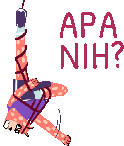 Deer Tangled In Pilates Rope Asks Apa Nih In Indonesian Sticker - Hanging Hang Upside Down Stickers