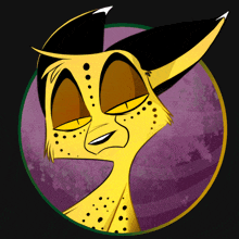 a cartoon of a cheetah with a purple background