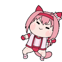 a cartoon of a girl with pink hair and ears