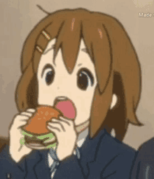 yui hirasawa k on yui eating burger yui eats burger burger