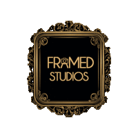 a framed studios logo with a gold frame around it