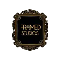 a framed studios logo with a gold frame around it