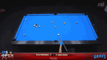 a pool table with oscar dominguez and james aranas playing pool